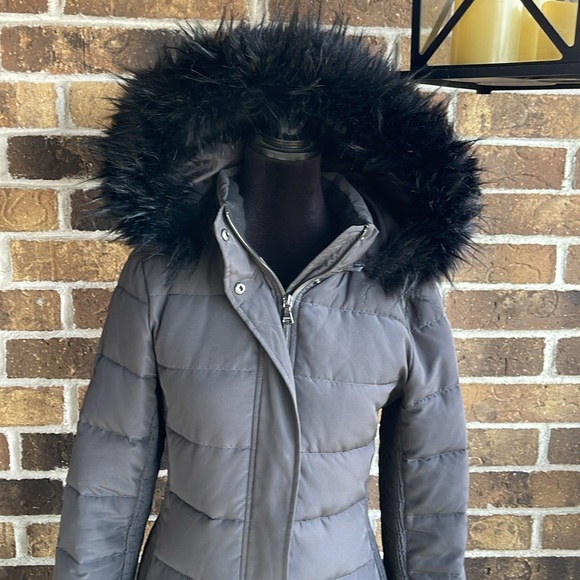 EXPRESS LONG BELTED PUFFER JACKET Charcoal Grey - Picture 3 of 7